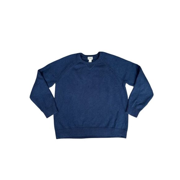Vintage L.L. Bean Crewneck Pullover Sweater Men’s XL Cotton Cashmere Navy Blue - Picture 1 of 8